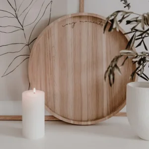 Holz Tabelett aus Eiche mit Schrift Cozy Moments