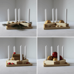 Nussbaum Holzkranz Tischdeko für Weihnachten